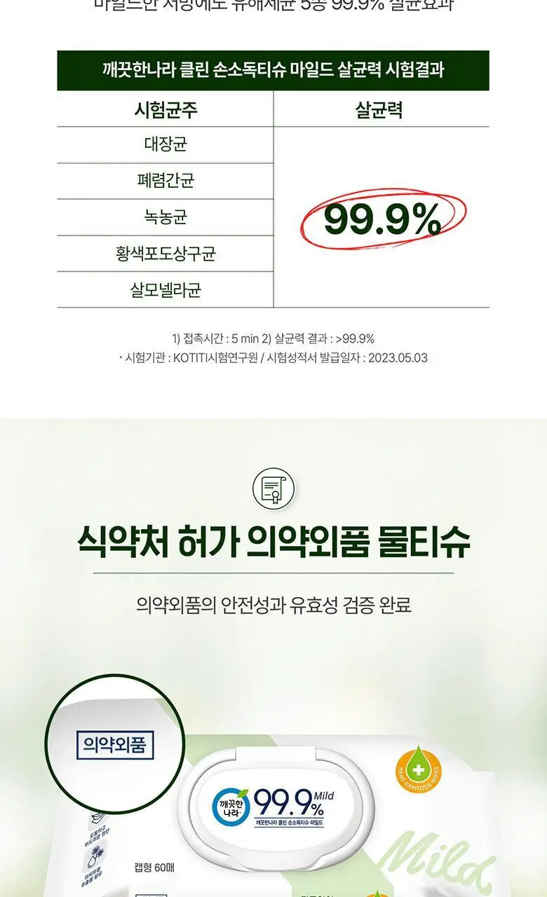 깨끗한나라 클린 손소독티슈 휴대용 20매 상세페이지 6