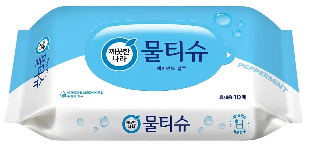 깨끗한나라 페퍼민트 엠보싱 물티슈 캡형 70매