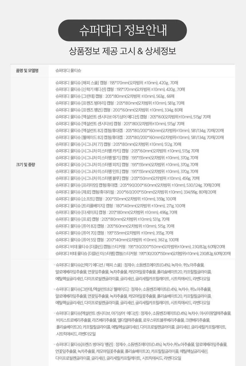 슈퍼대디 퓨어 70 물티슈 70매 (1팩/10팩) 상세페이지 20