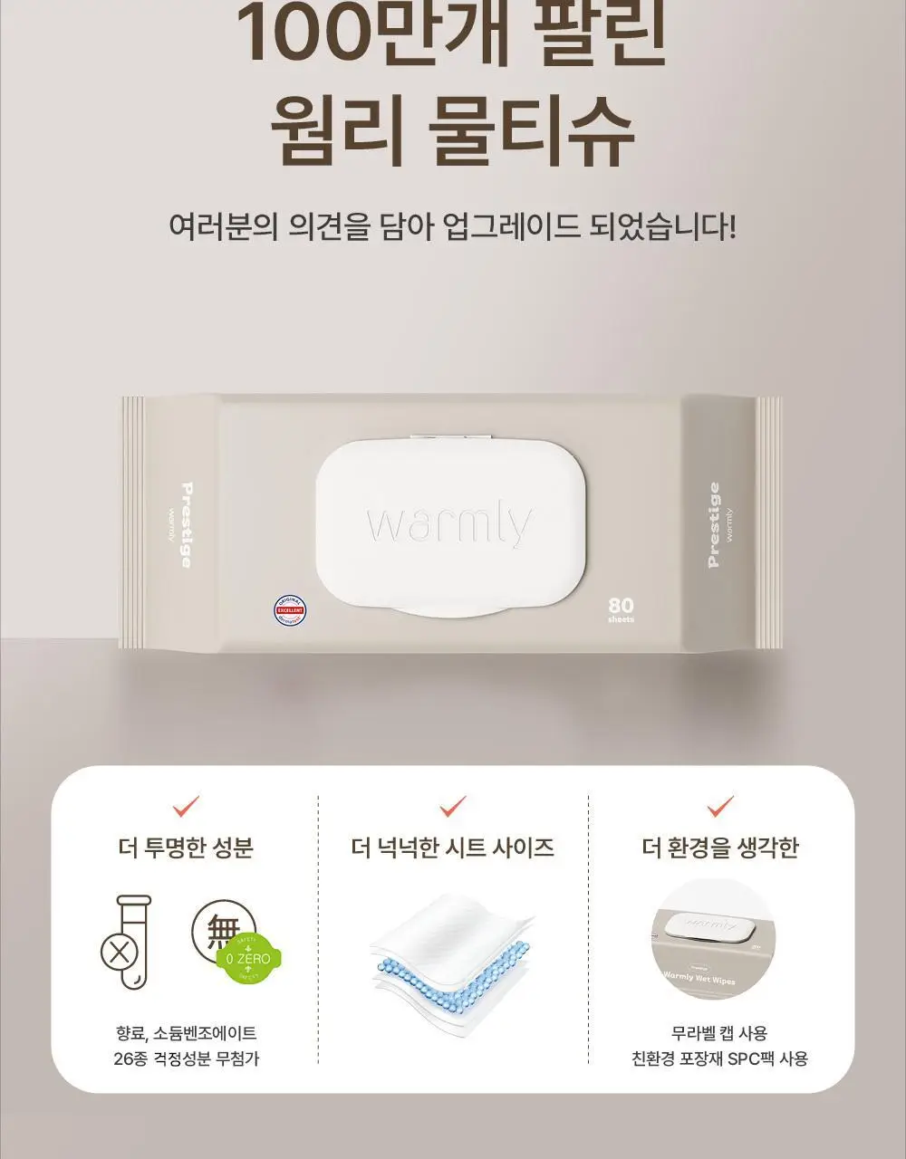 웜리 프레스티지 물티슈 캡형 80매 * 20팩 상세페이지 5