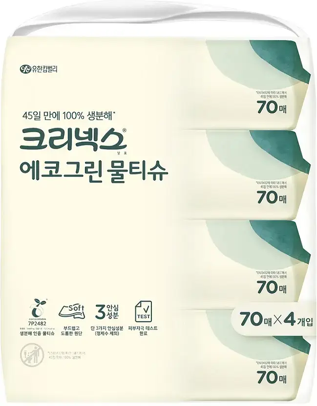 크리넥스 에코그린 물티슈 70매x4입