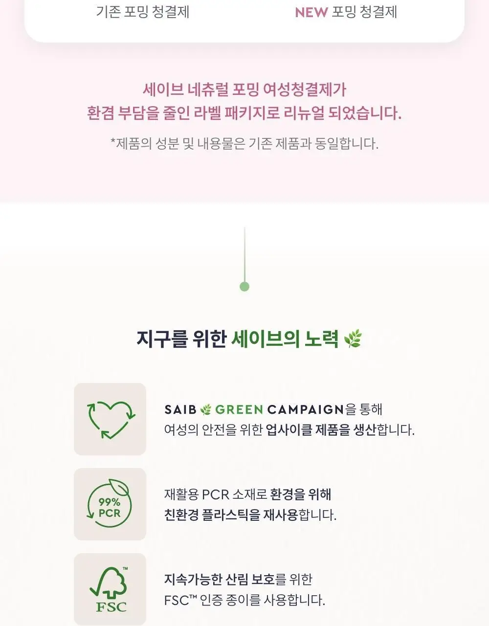 세이브(SAIB) 네츄럴 포밍 여성청결제 100ml 상세페이지 3