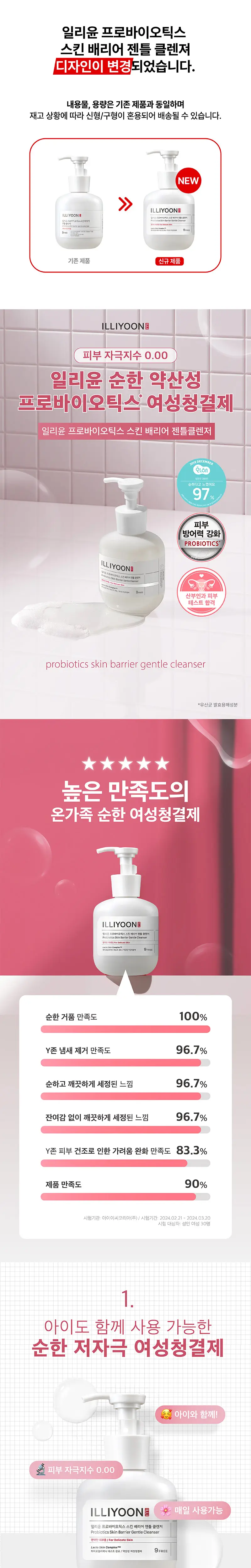 일리윤 프로바이오틱스 젠틀클렌저 여성 청결제 300+100ML(기획/단품) 상세페이지 3