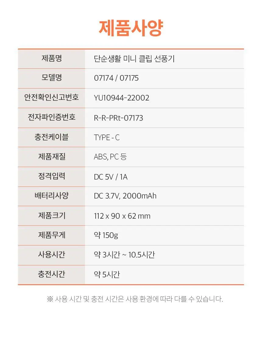 단순생활 미니 클립 선풍기 유모차 선풍기 휴대용 손 선풍기 상세페이지 36