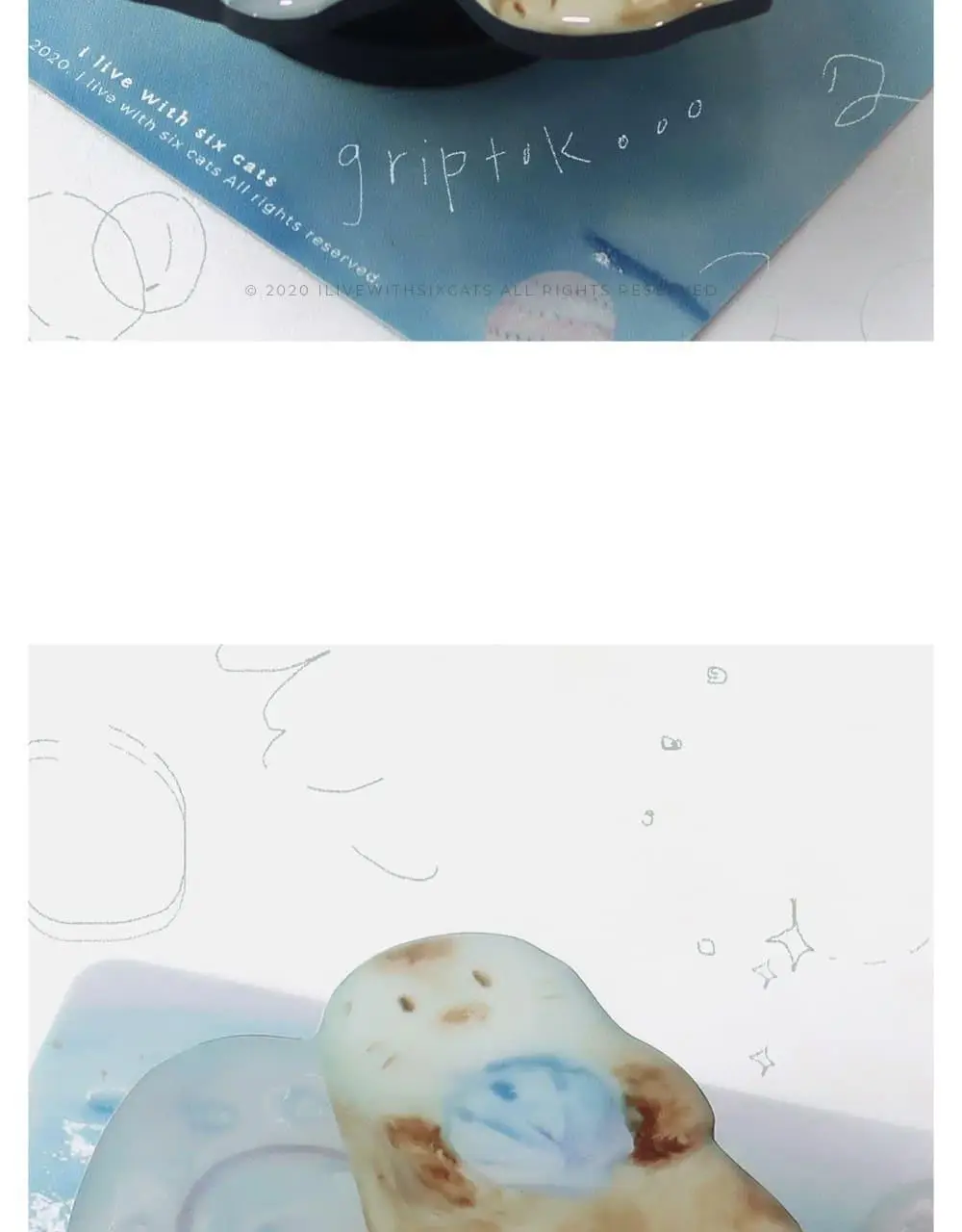 아이 리브 위드 식스 캣츠 바다 유영 그립톡 상세페이지 3