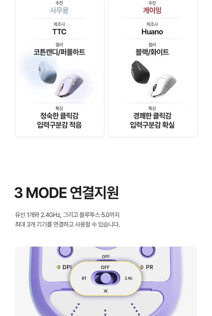 한성컴퓨터 M5 Nano OfficeMaster 3모드 초경량 사무용마우스 상세페이지 21