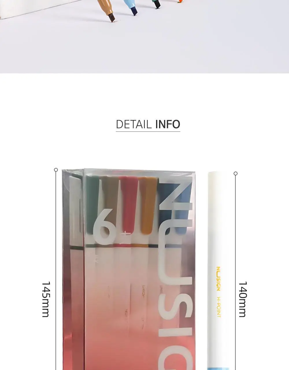 누사인 슬림 트윈 마일드 형광펜 6색 세트 상세페이지 10
