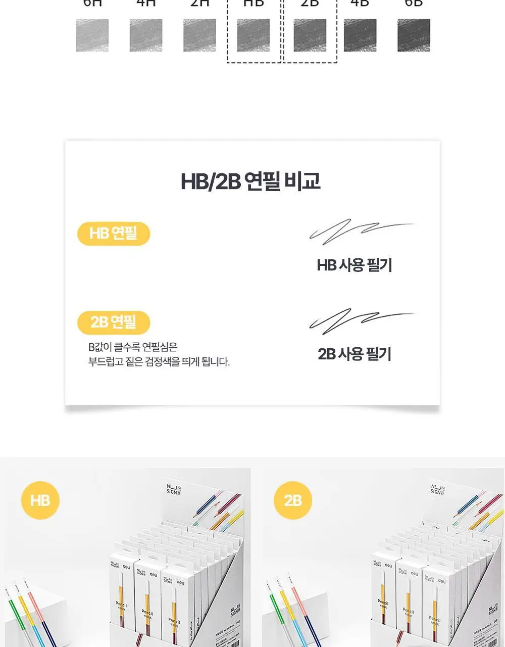 누사인 투톤 디자인 연필 10자루 2B 상세페이지 11