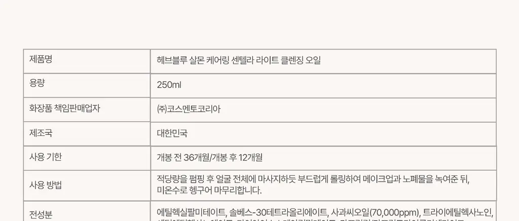 헤브블루 살몬 케어링 센텔라 라이트 클렌징오일 250ml 상세페이지 40