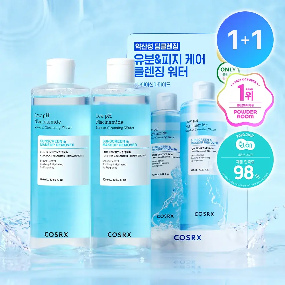 코스알엑스 약산성 나이아신아마이드 미셀라 클렌징워터 400ml 2입 기획