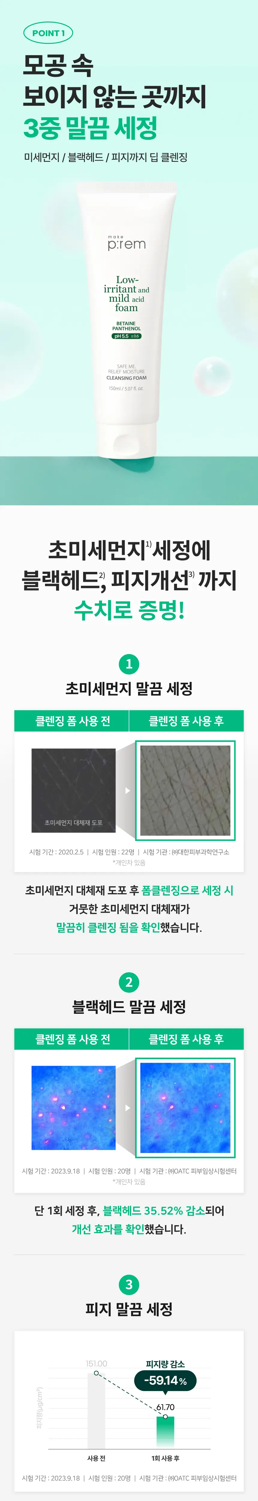 메이크프렘 세이프 미 릴리프 모이스처 클렌징폼 150ml 1+1 기획 상세페이지 7
