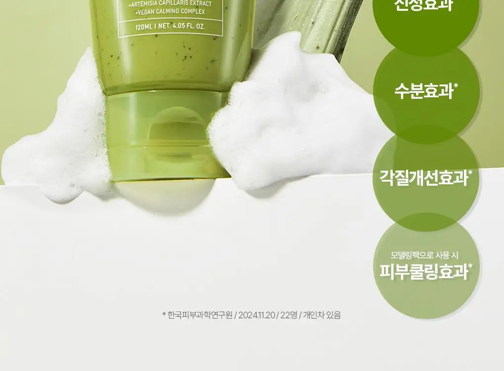 브링그린 사철쑥 카밍EX 모델링팩투폼 클렌저 120mL 더블기획 상세페이지 4