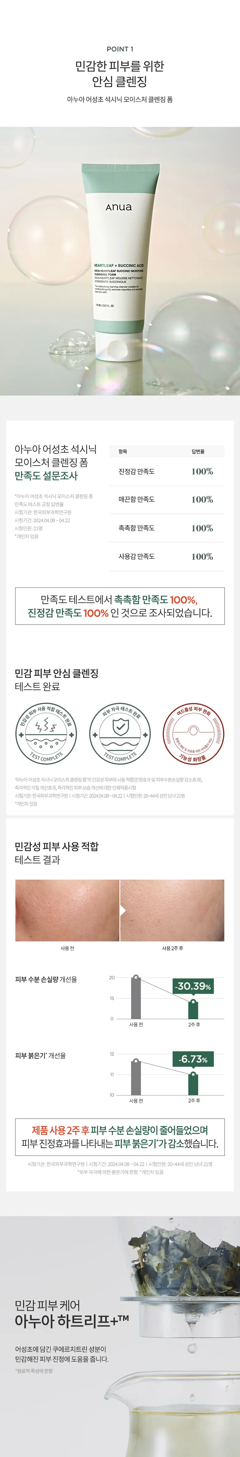 아누아 어성초 석시닉 모이스처 클렌징폼 150ml 상세페이지 2