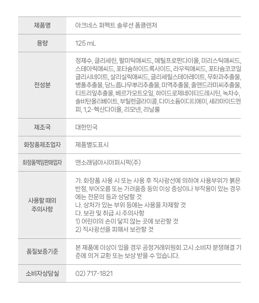아크네스 퍼펙트 솔루션 폼클렌저 125ml 1+1 기획 상세페이지 19