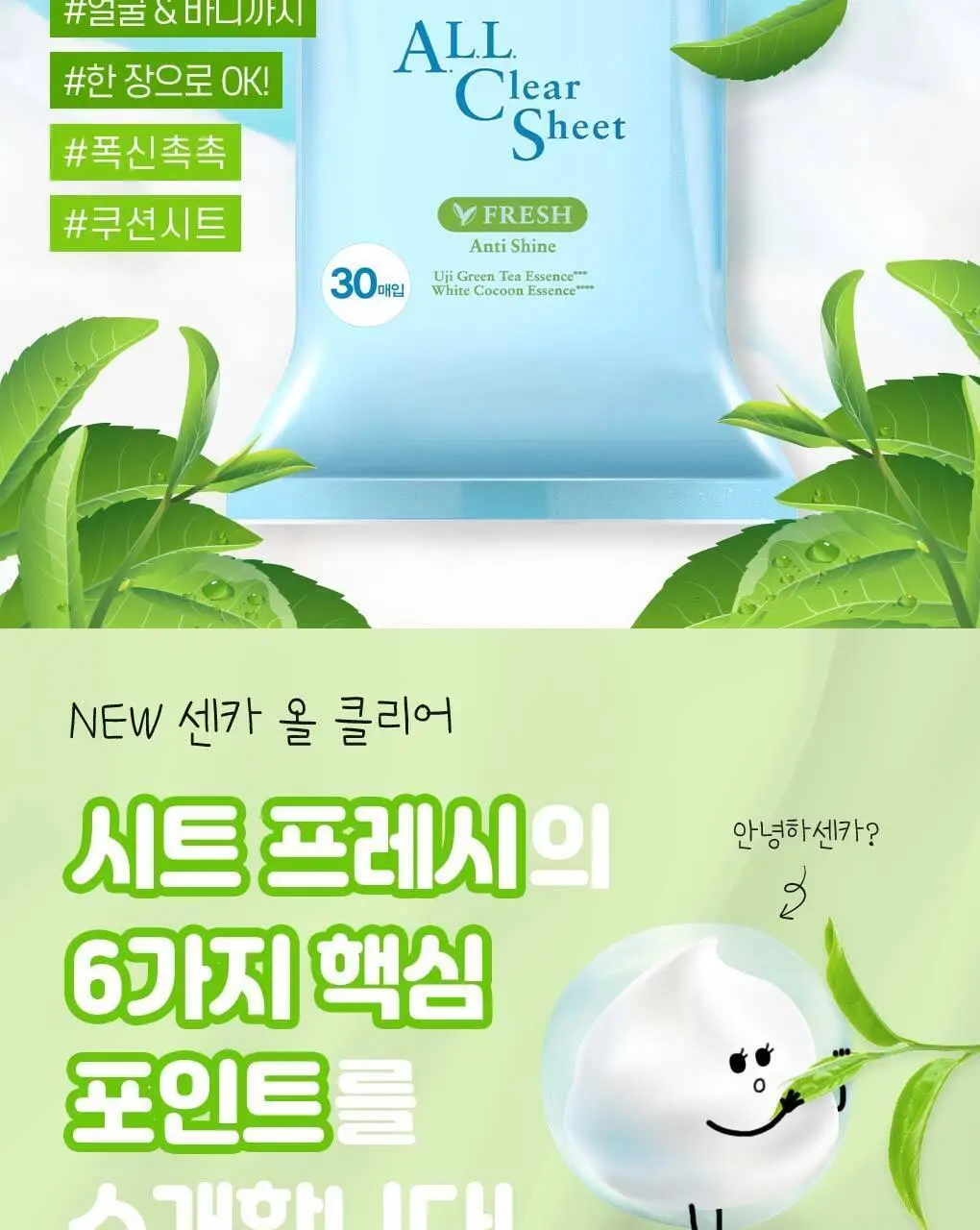 센카 올 클리어 시트 프레시 30매 상세페이지 2