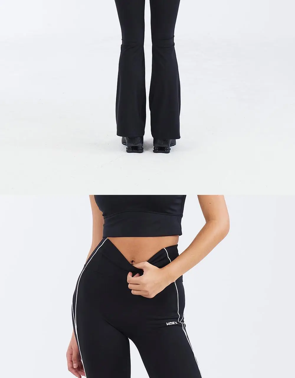 HDEX 우먼스 서포트 파이핑 부츠컷 레깅스 블랙 상세페이지 8