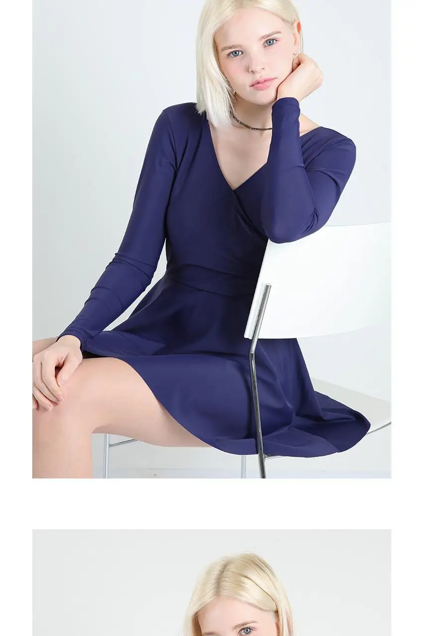 랩스타일 긴팔 원피스 수영복 네이비 상세페이지 9
