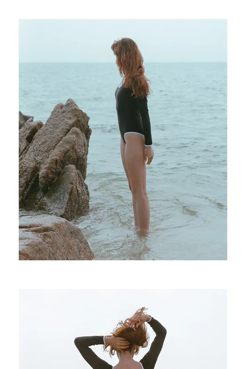 스퀘어넥 라인 긴팔 원피스 치마 분리 수영복 상세페이지 5