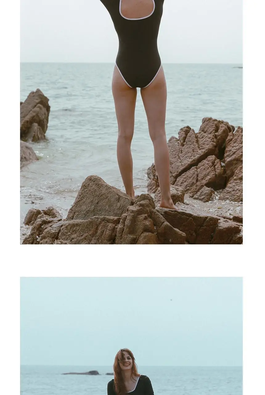 스퀘어넥 라인 긴팔 원피스 치마 분리 수영복 상세페이지 6