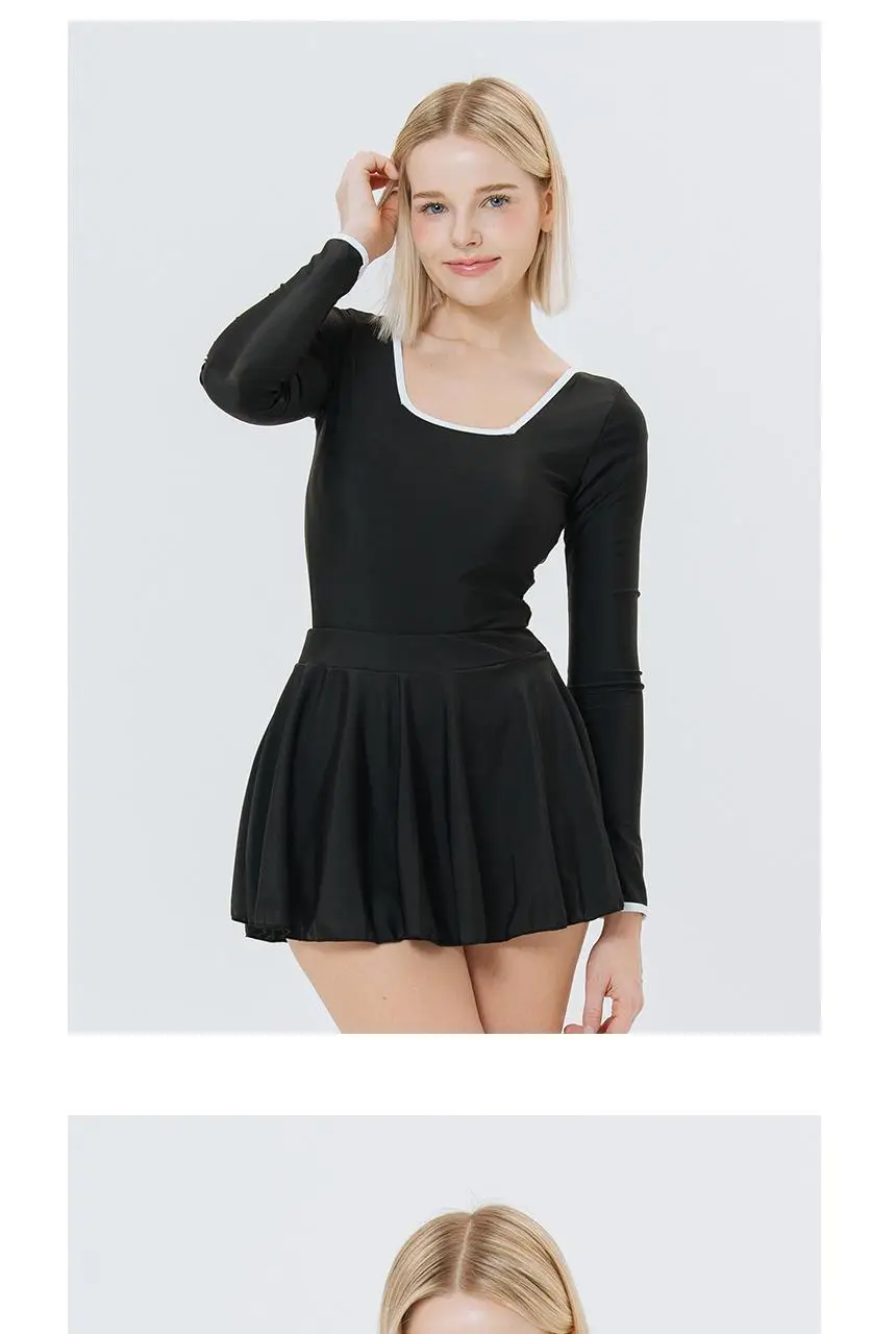 스퀘어넥 라인 긴팔 원피스 치마 분리 수영복 상세페이지 10