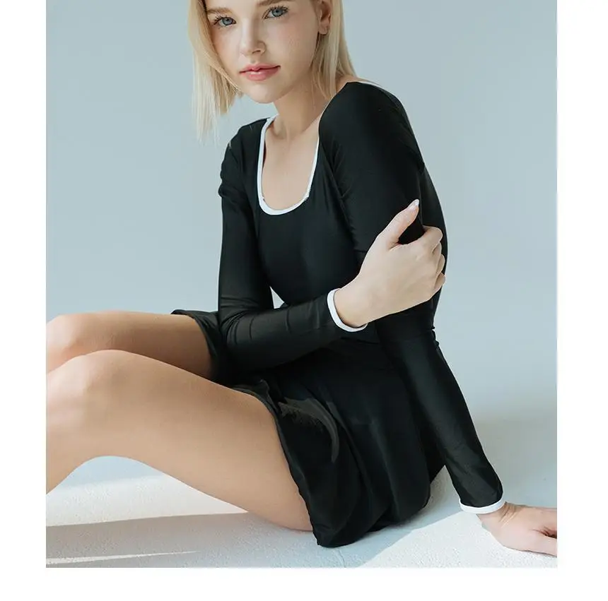 스퀘어넥 라인 긴팔 원피스 치마 분리 수영복 상세페이지 18