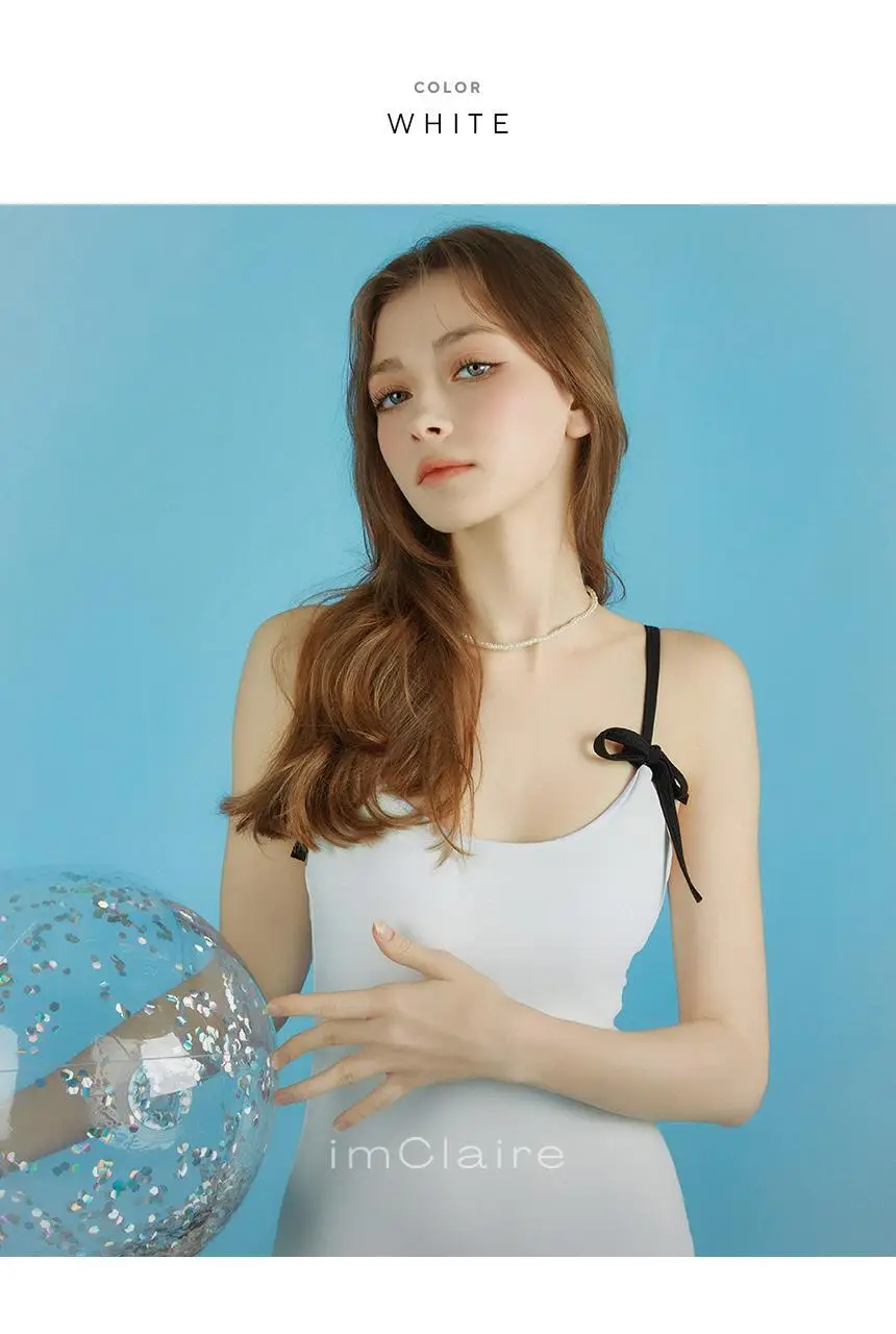 아이엠클레어 리본 스트랩 포인트 모노키니 수영복 상세페이지 2