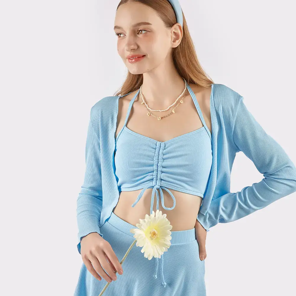 아이엠클레어 셔링 비키니 볼레로 스커트 수영복 4pcs 2 Color