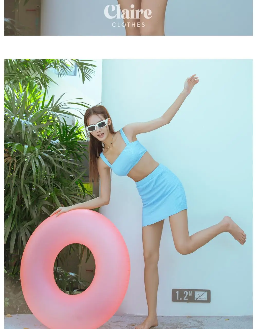 아이엠클레어 스퀘어넥 비비드 비키니 힙커버 세트 수영복 4 Color 상세페이지 3