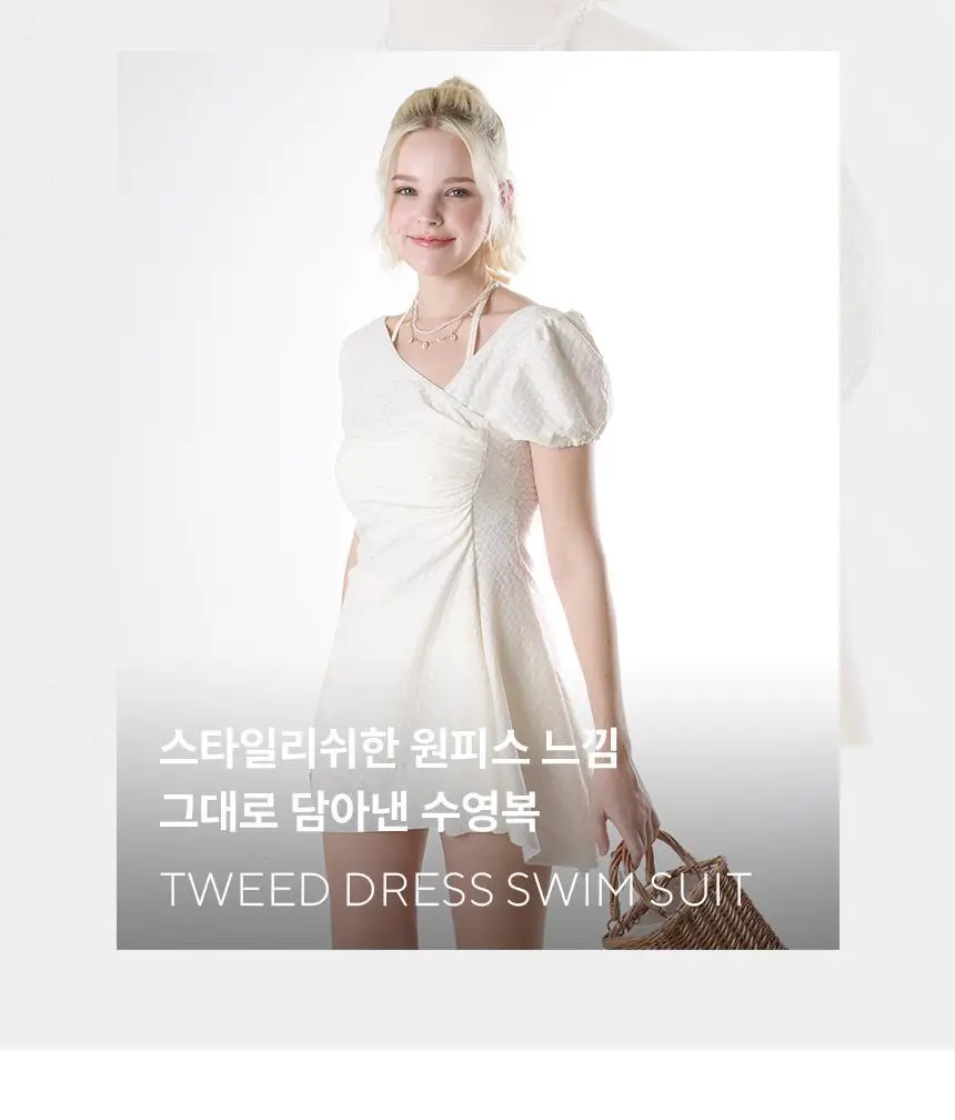 체형커버 트위드 반팔 슬릿 원피스 수영복 상세페이지 2