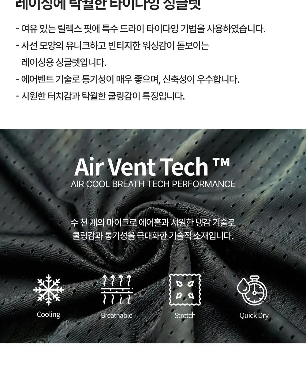 네거티브 스플릿 클럽 에어벤트 타이다잉 레이싱 싱글렛 (미드나잇) 상세페이지 2