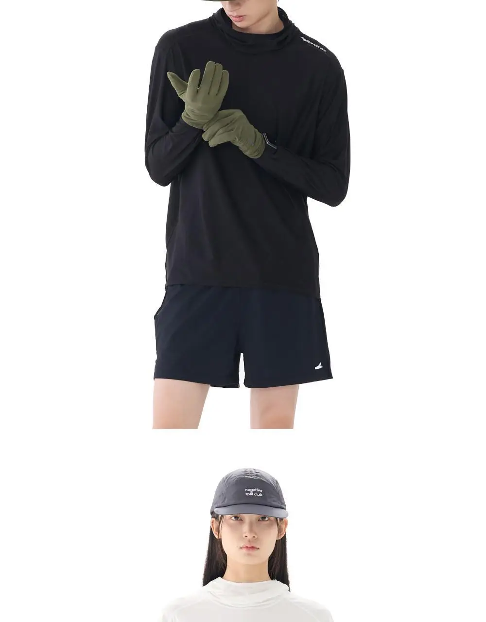 네거티브 스플릿 클럽 윈드레이어 핑거 워치홀 메쉬 후드슬리브 (다크그레이/블랙/화이트) 상세페이지 6