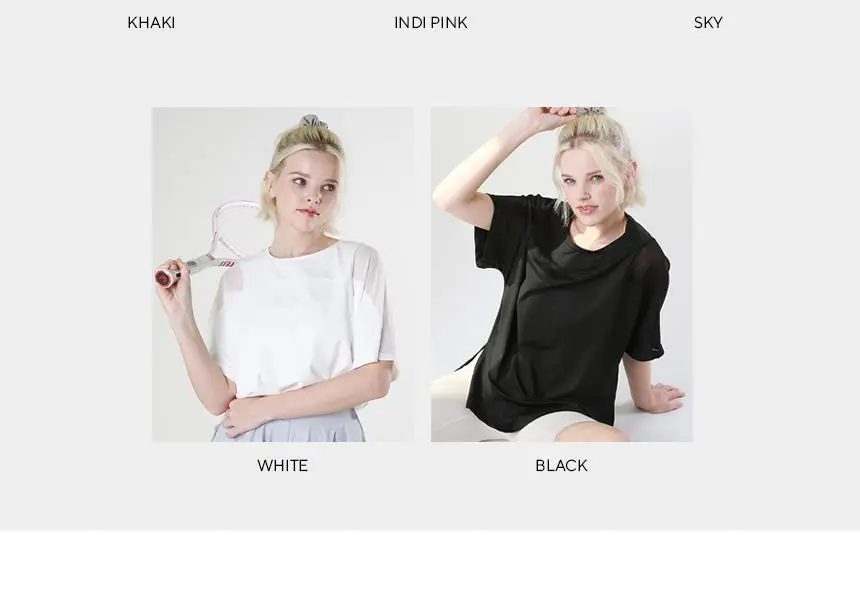 메쉬 요가 루즈핏 반팔 롱티 (5 colors) 상세페이지 3