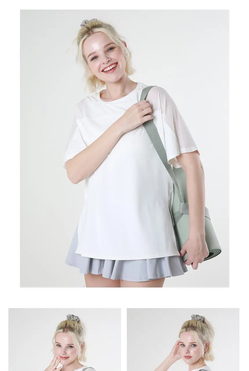 메쉬 요가 루즈핏 반팔 롱티 (5 colors) 상세페이지 10