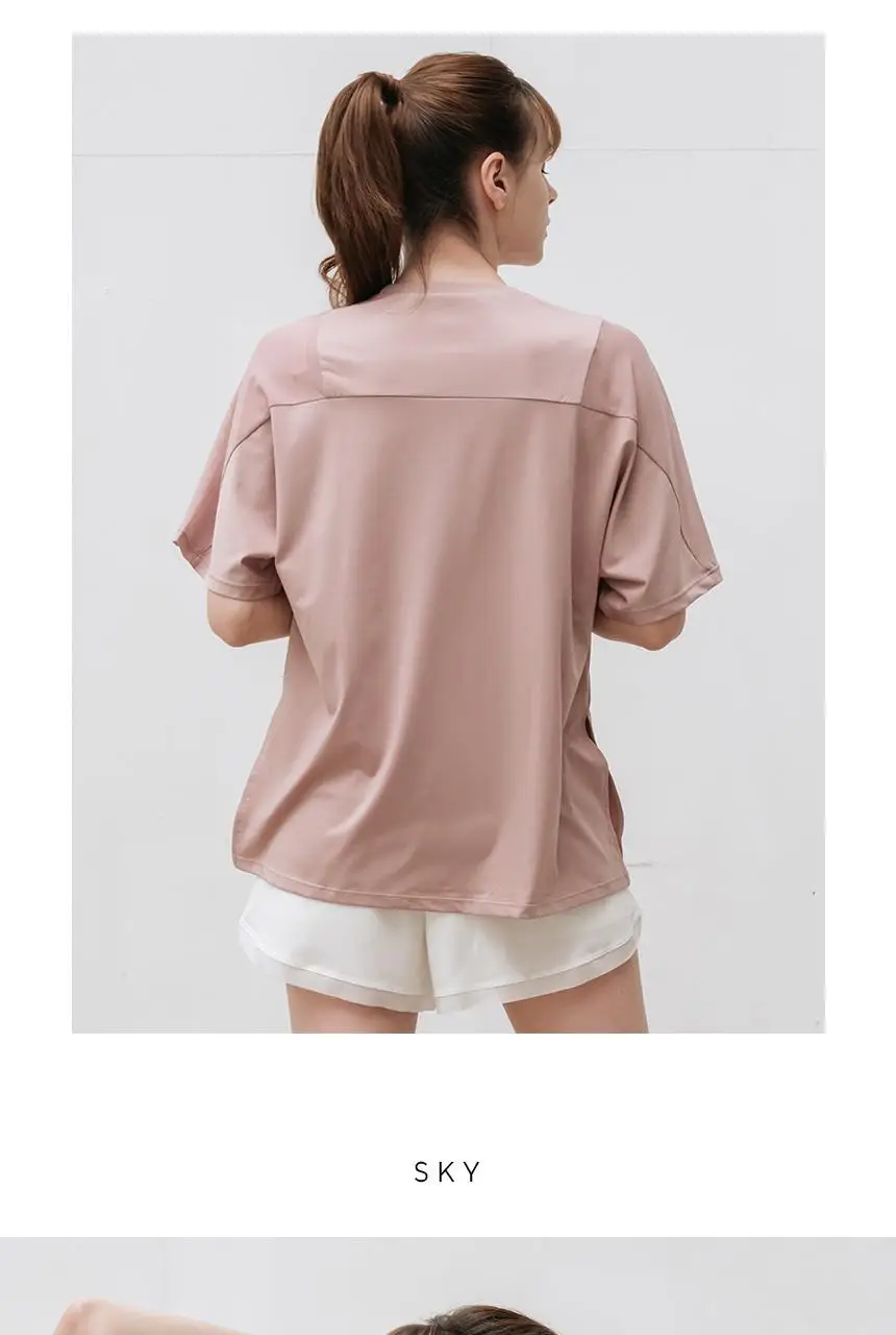 메쉬 요가 루즈핏 반팔 롱티 (5 colors) 상세페이지 29