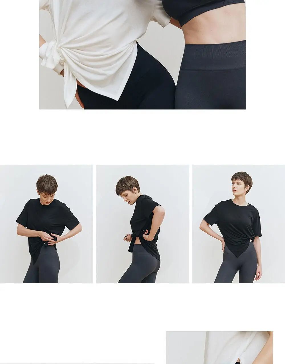 호라호 텐셀 레깅스 메이트 커버업 반팔 티셔츠 (화이트/블랙) 상세페이지 9