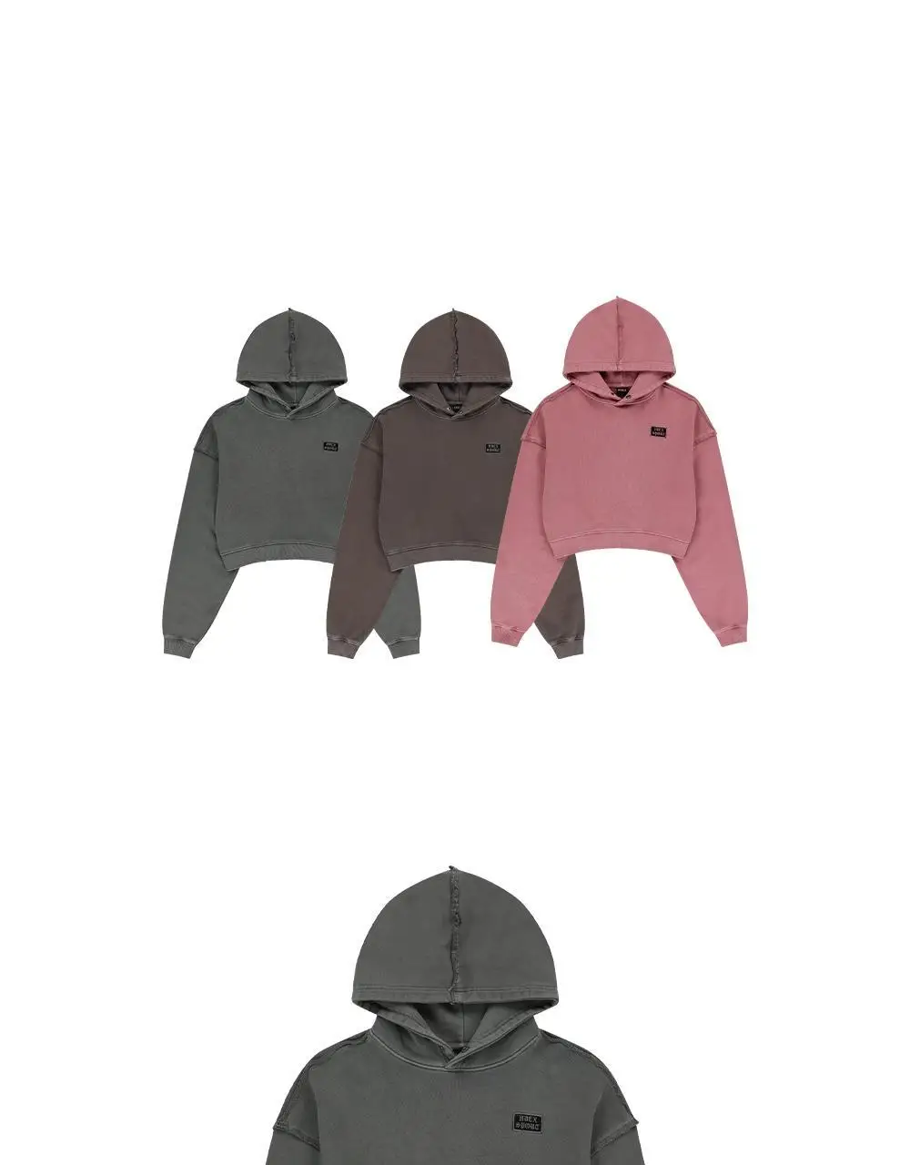 HDEX 우먼스 빅후드 데미지 피그먼트 크롭 후디 (3colors) 상세페이지 11