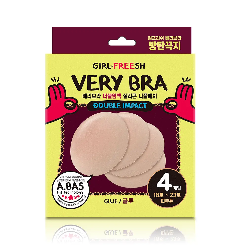 방탄꼭지 걸프리쉬 베리브라 더블임팩 실리콘 니플패치 글루(10.5cm/8.5cm*4매)
