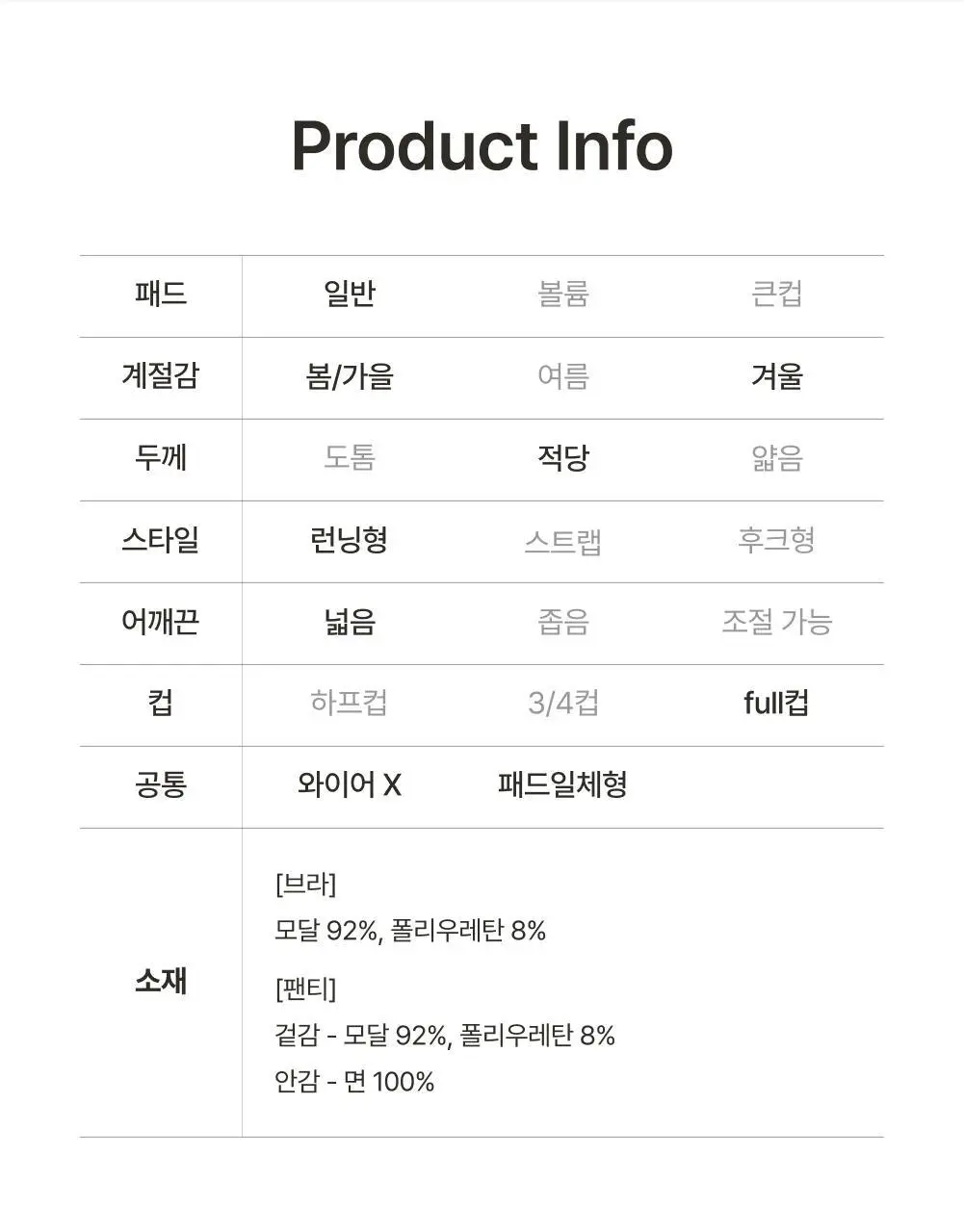 감탄브라 NEW 모달스킨 런닝형 브라팬티 1set 상세페이지 51