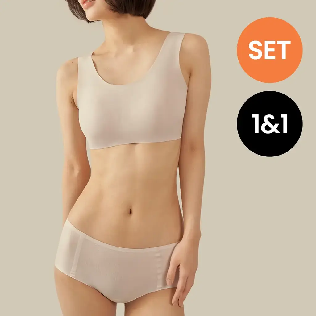 마른파이브 쉬어 브라 & 팬티 오가닉 기획 세트 (스킨 세트/블랙 세트)