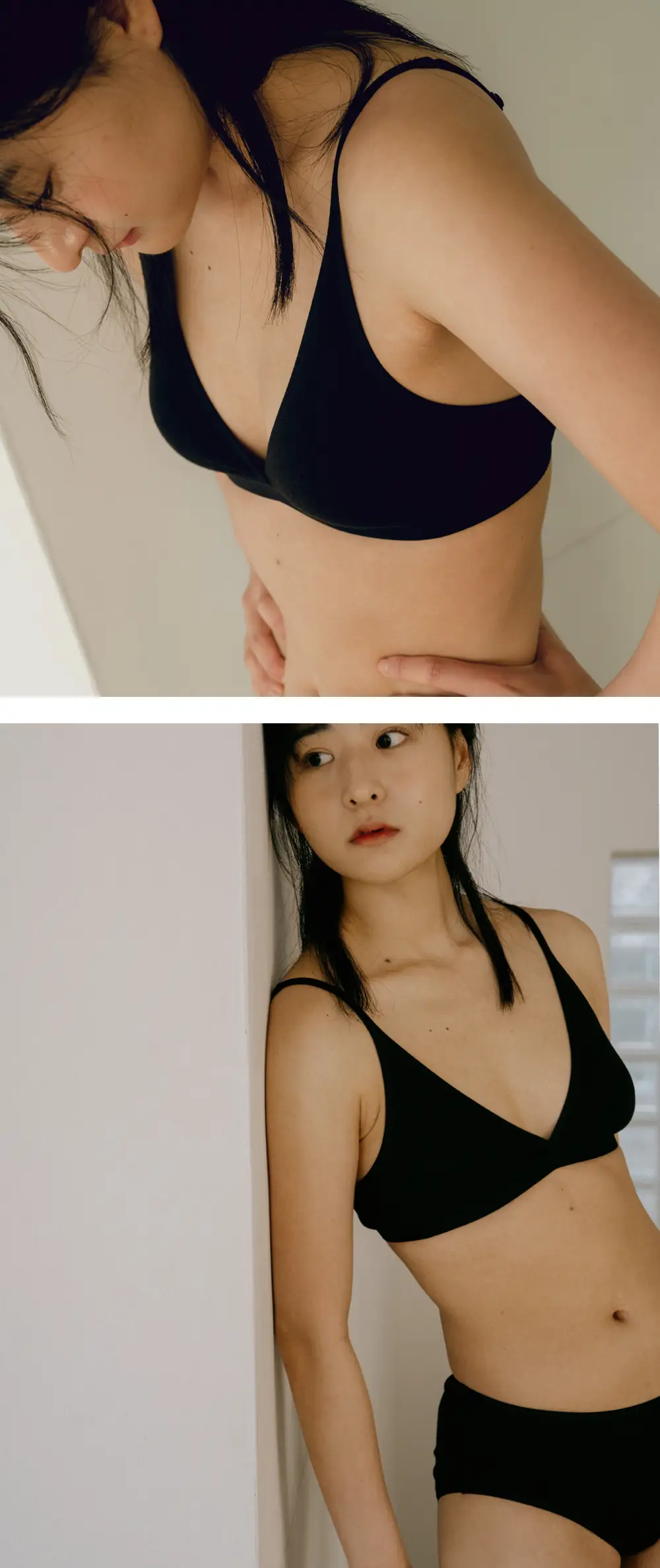 수푸이 삼각 리브드 모달 브라&팬티 세트 블랙 상세페이지 3
