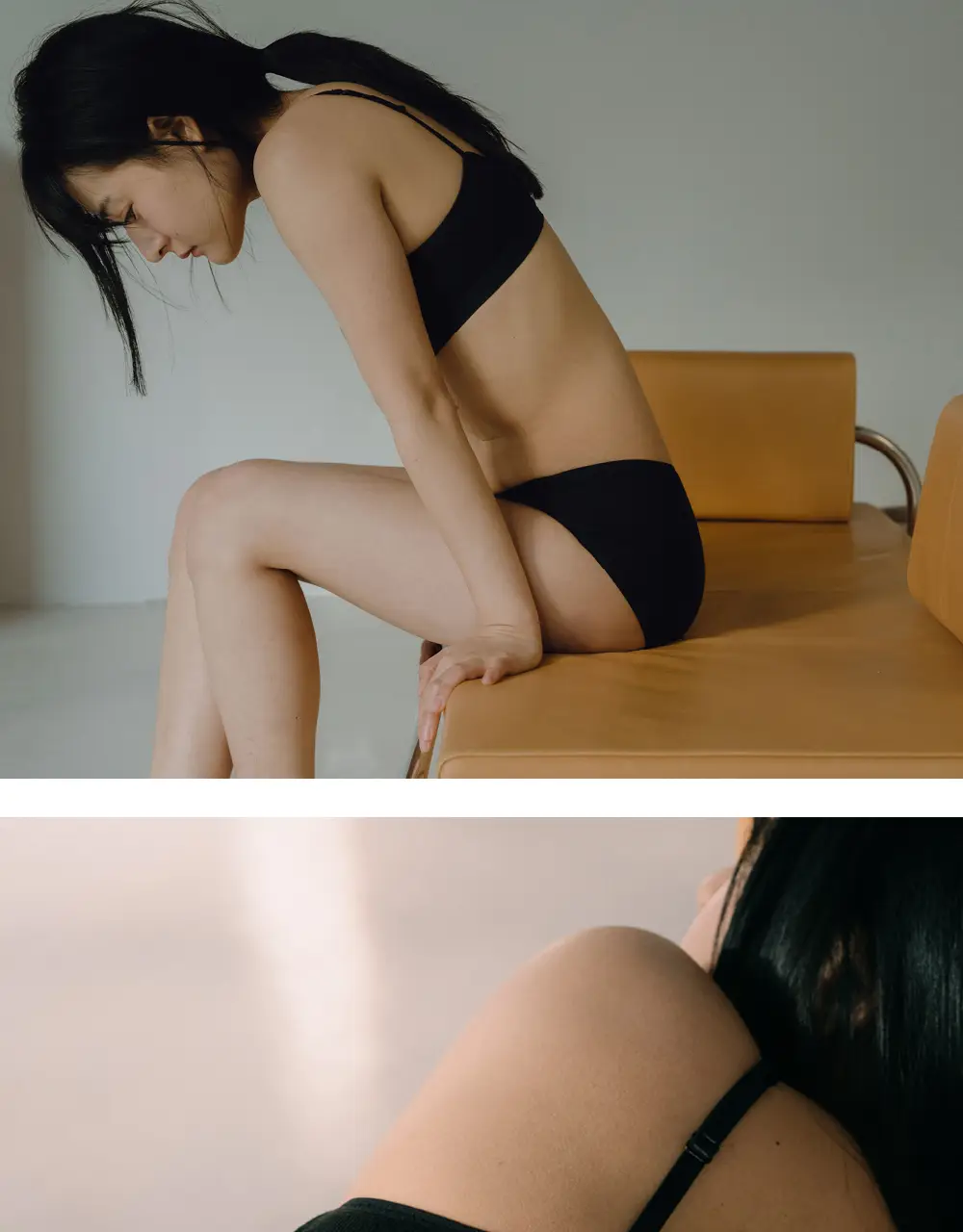 수푸이 스퀘어 리브드 모달 브라&팬티 세트 블랙 상세페이지 4