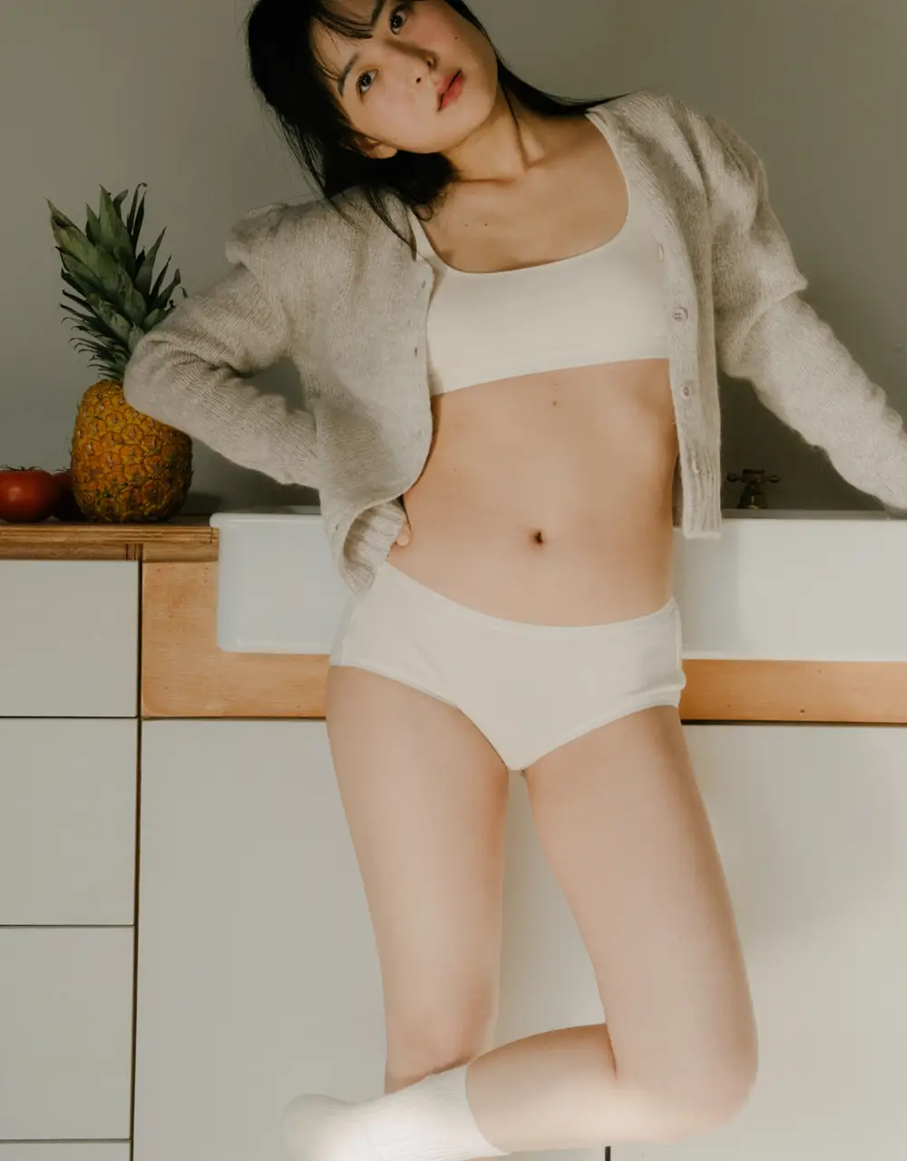 수푸이 스퀘어 리브드 모달 브라&팬티 세트 크림 상세페이지 4