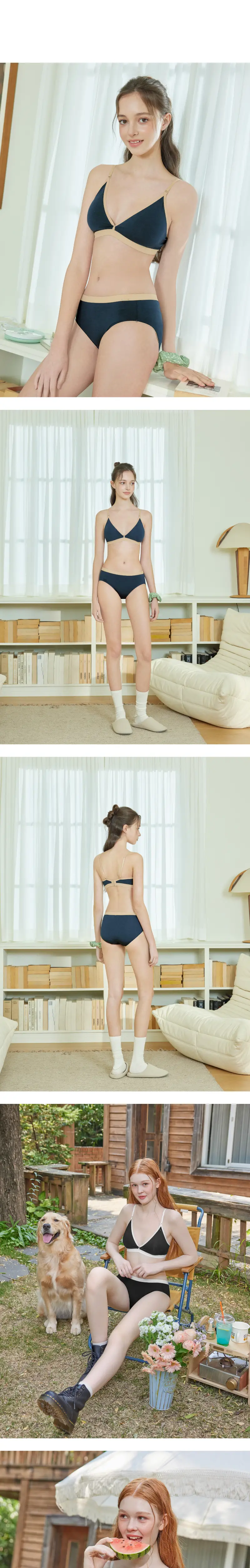 휘게 언더웨어 노와이어 브라렛 컬러링 브라렛 팬티 세트 - 6Colors 상세페이지 4