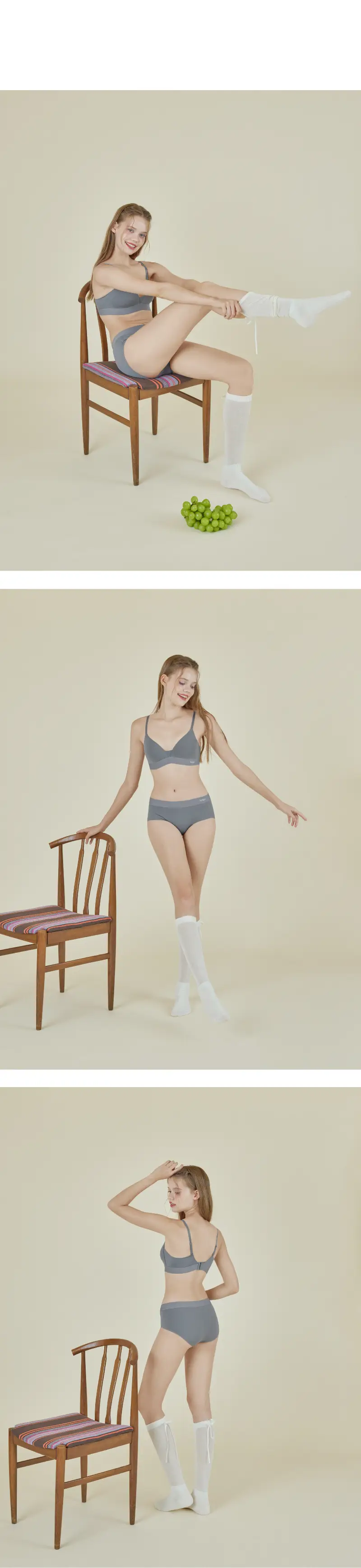 휘게언더웨어 에어핏 노와이어 브라렛 브라 팬티 세트 - 4Colors 상세페이지 3