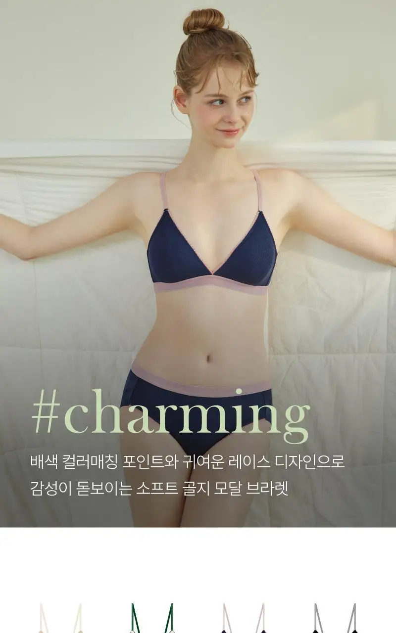 휘게언더웨어 챠밍 골지 브라렛 팬티 세트 - 4Colors 상세페이지 2