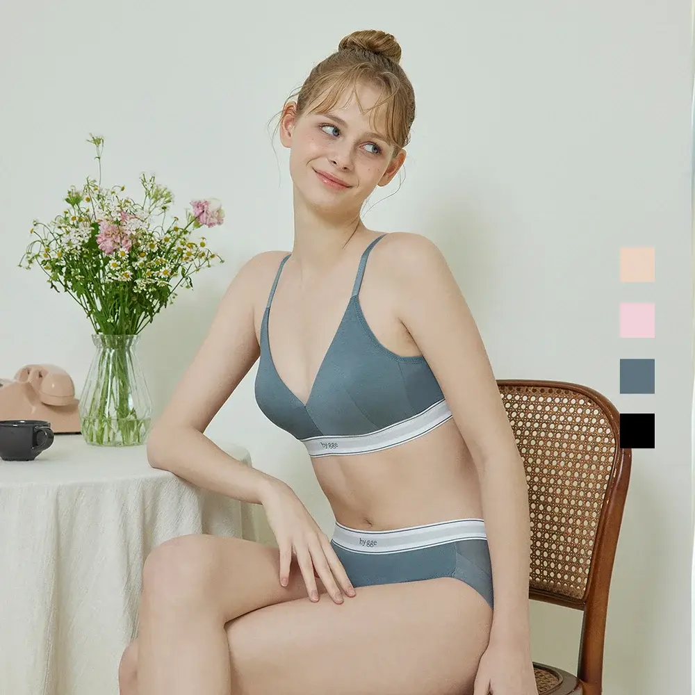 휘게언더웨어 퍼포먼스 코튼 노와이어브라 팬티 세트 - 4Colors