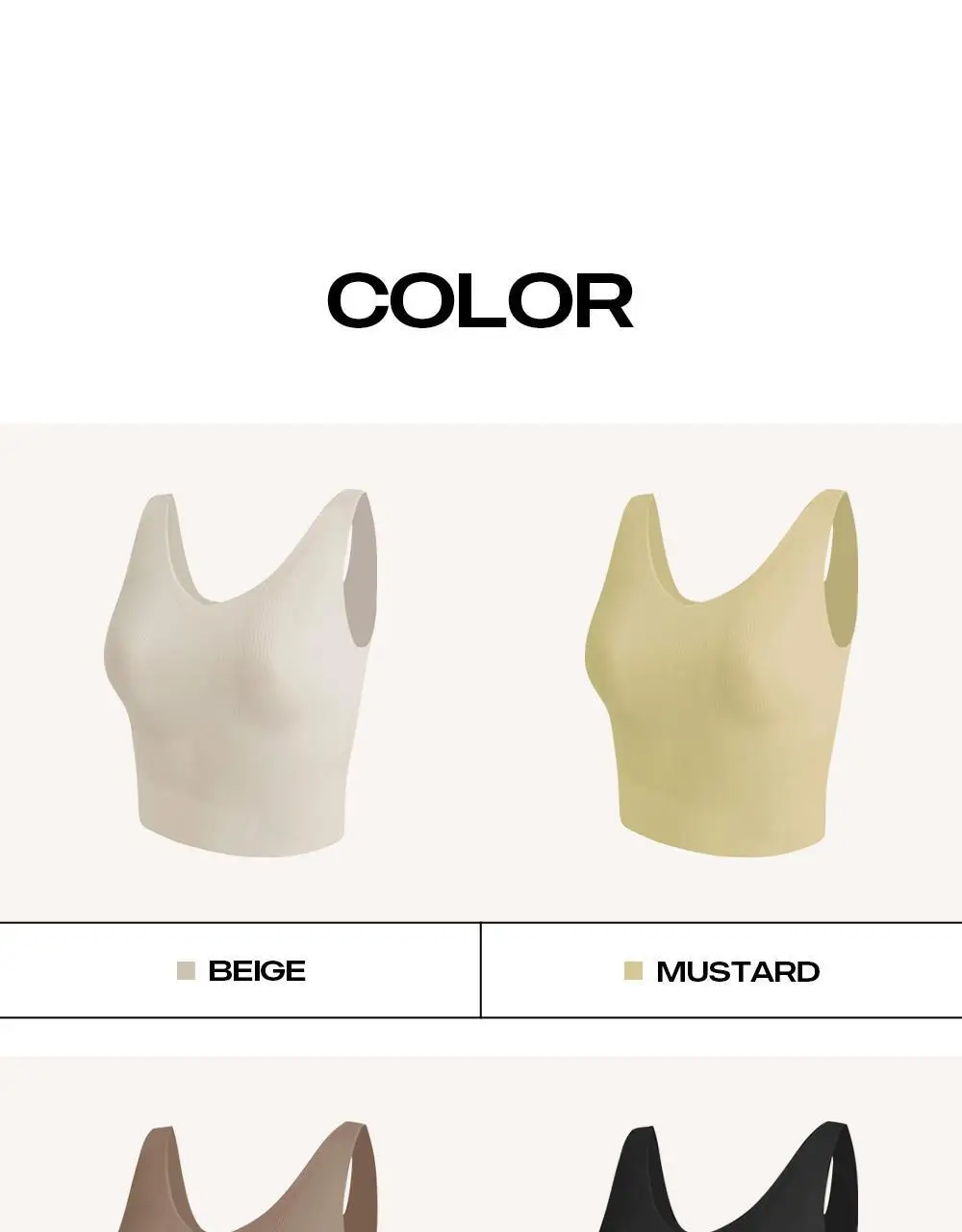 마른파이브 쉬어 V넥 브라탑 크롭 슬림핏 4colors (블랙/브라운/머스타드/베이지) 상세페이지 41