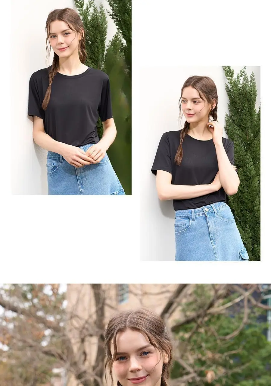 포에버21 여성 인견 메쉬 찰랑 이너 티셔츠 (블랙) 상세페이지 7