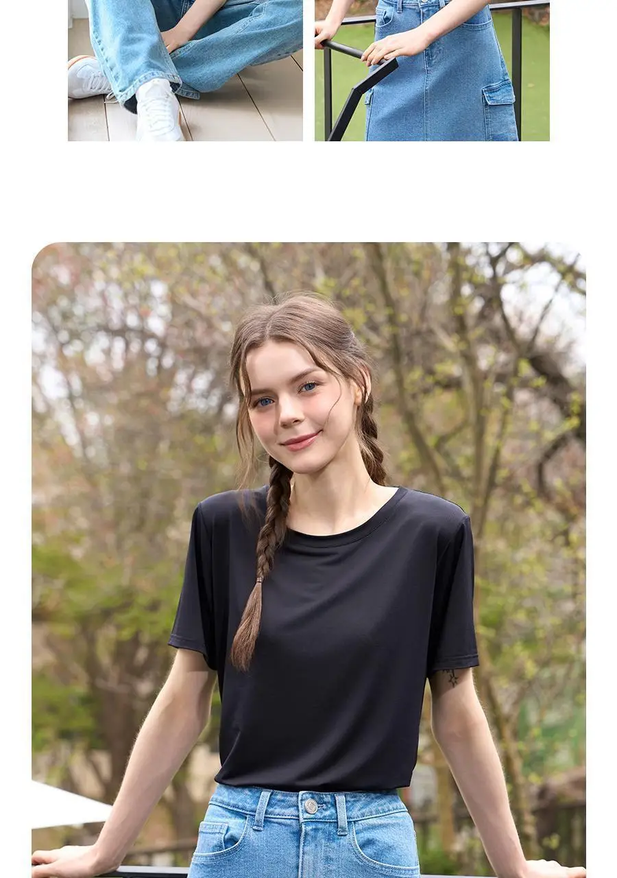 포에버21 여성 인견 메쉬 찰랑 이너 티셔츠 (블랙) 상세페이지 11