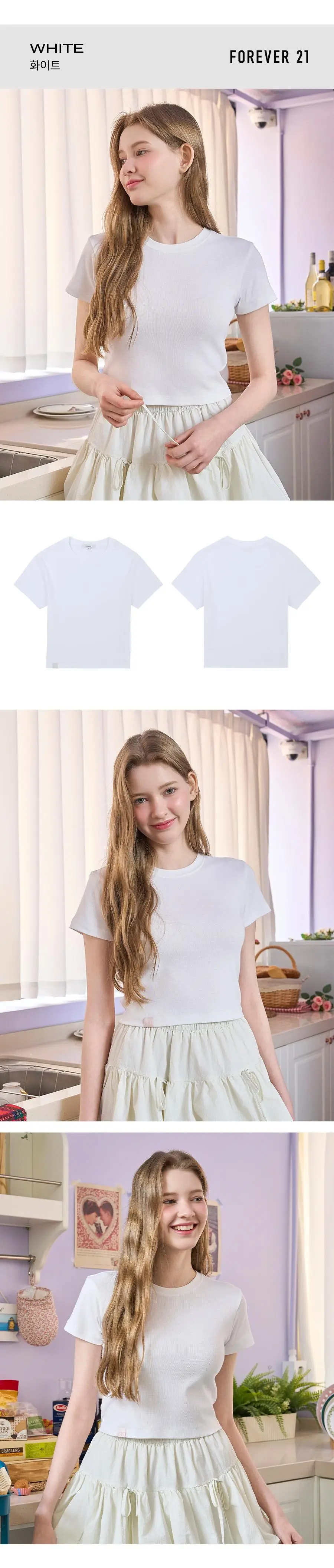 포에버21 여성 크롭 반소매 티셔츠 (4colors) 상세페이지 3